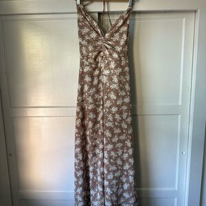 LULUS Floral Brown Maxi Dress